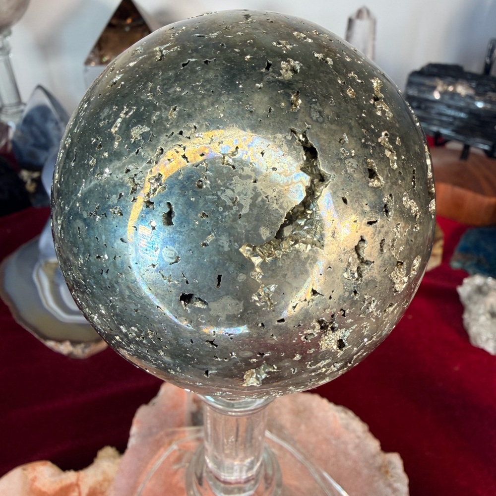 Collector Quality Pyrite Sphere from Peru  • Cubic Crystal Formations 3.37” - Picture 4 of 8